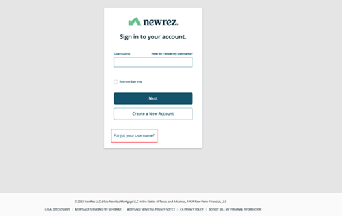 Sign into Newrez screen