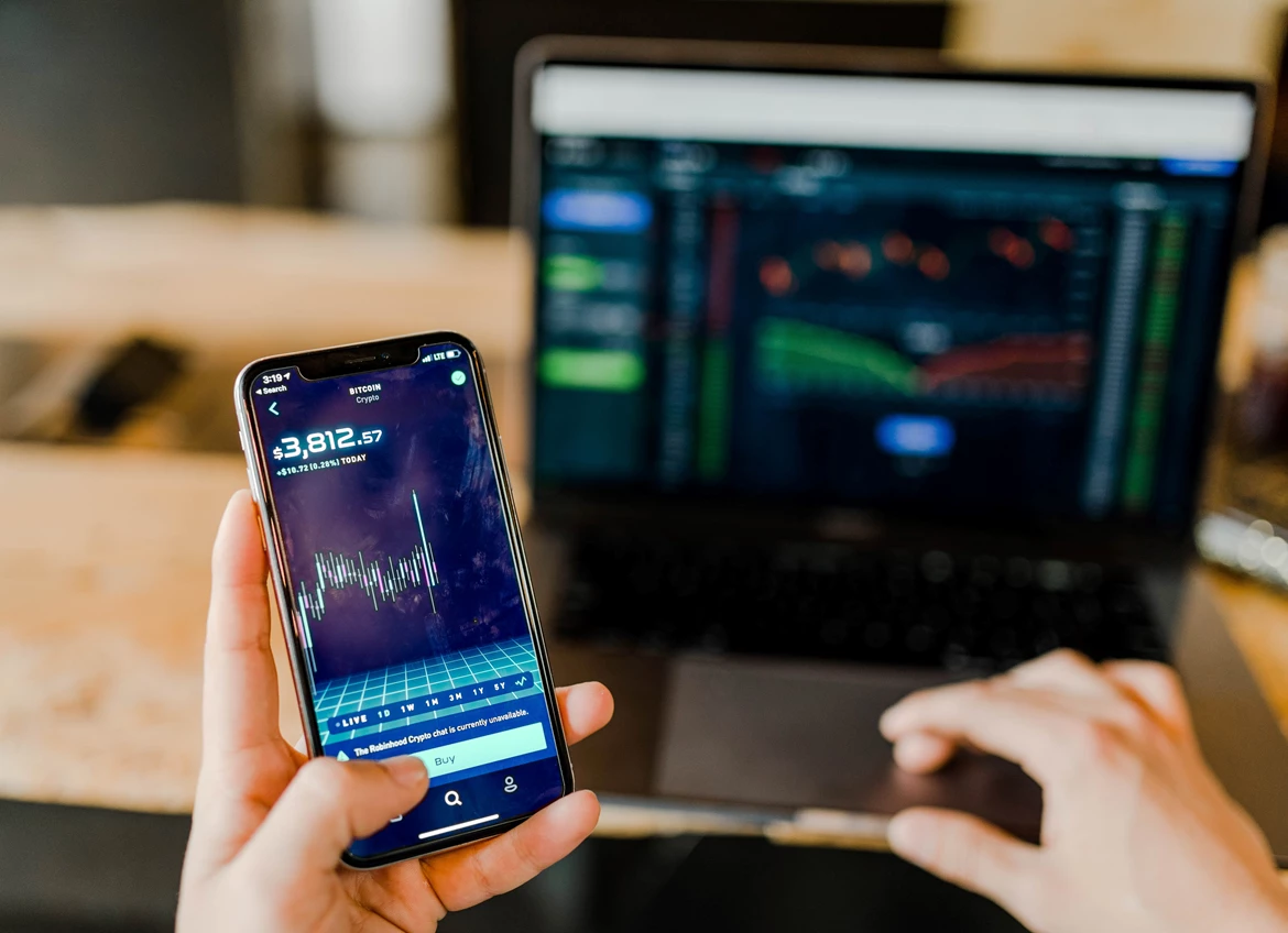 Stock chart on mobile phone