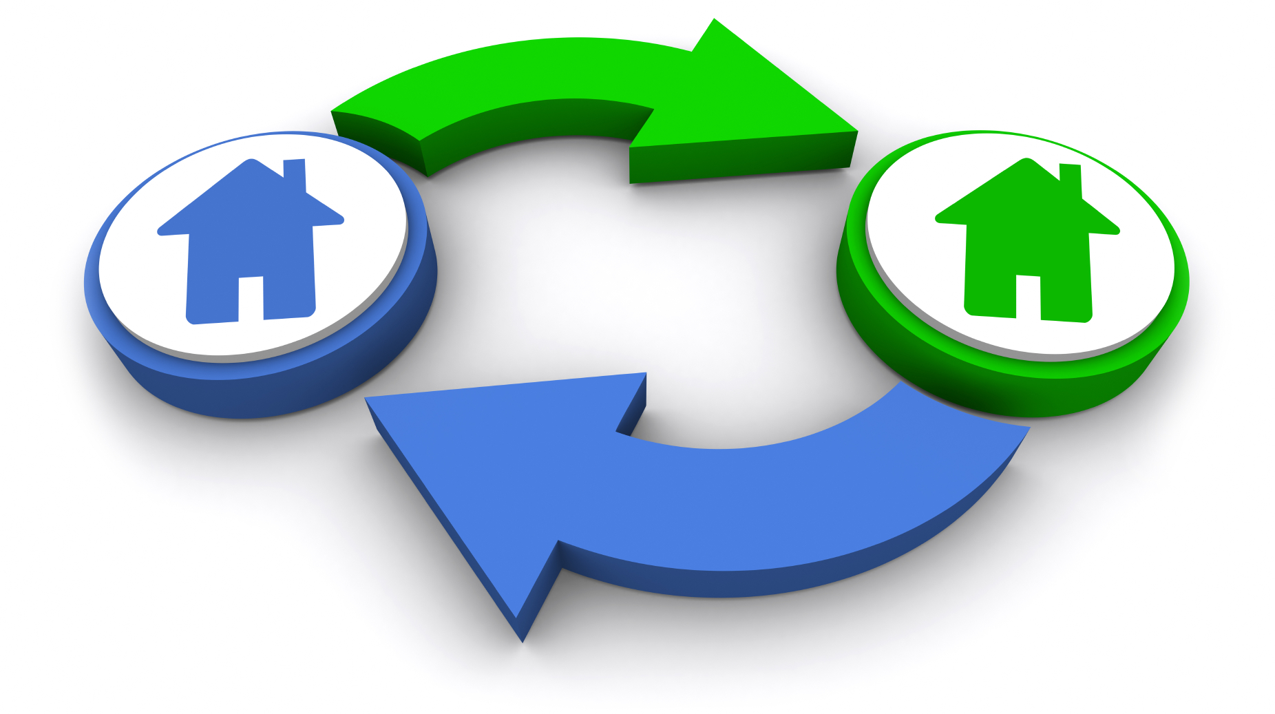 Two house images with arrows pointing in cycle