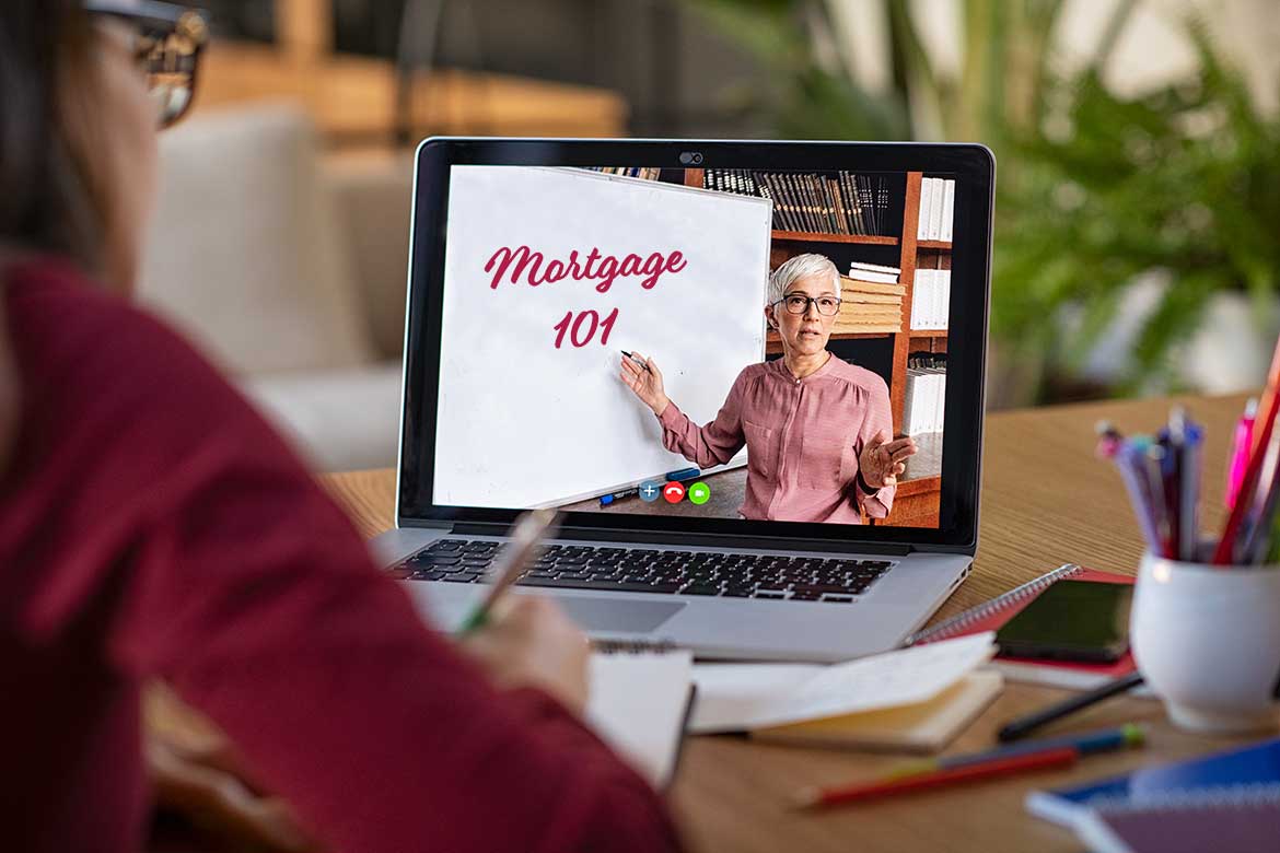 Woman watching Mortgage 101 class over video call