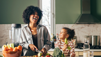woman and child cooking